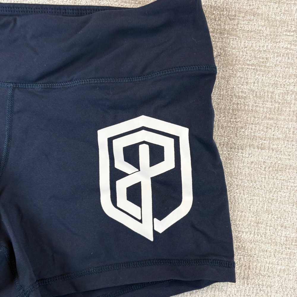 Born Primitive Booty Shorts Women M Navy Blue Logo Gym Activewear EUC Athleisure
